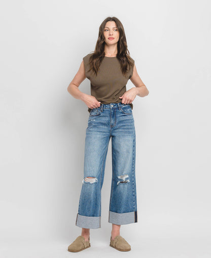 High Rise Cuffed Jeans