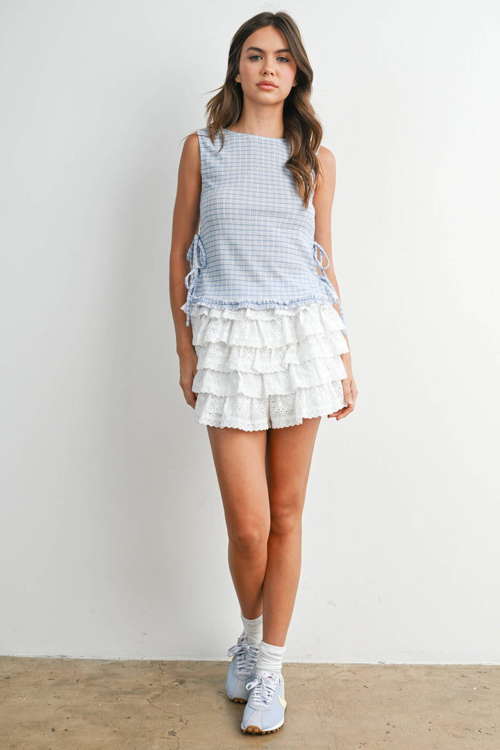 Checkered Lace-Up Vest - Baycreek & Co