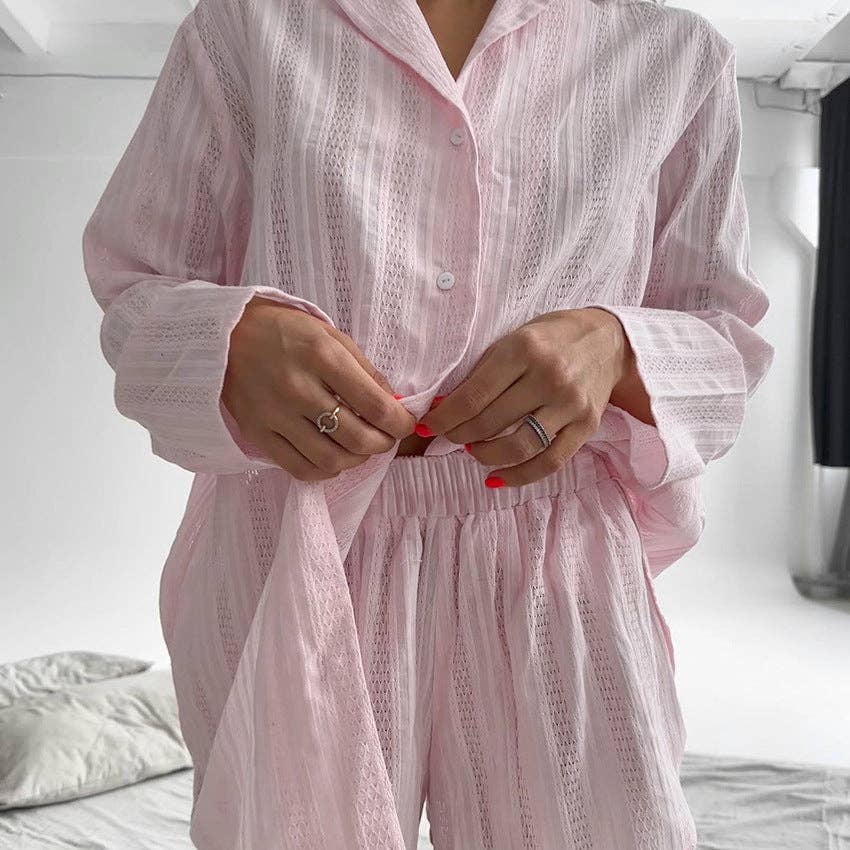 Jacquard Solid Color Soft Sleepwear Sets DPS2243 - Baycreek & Co