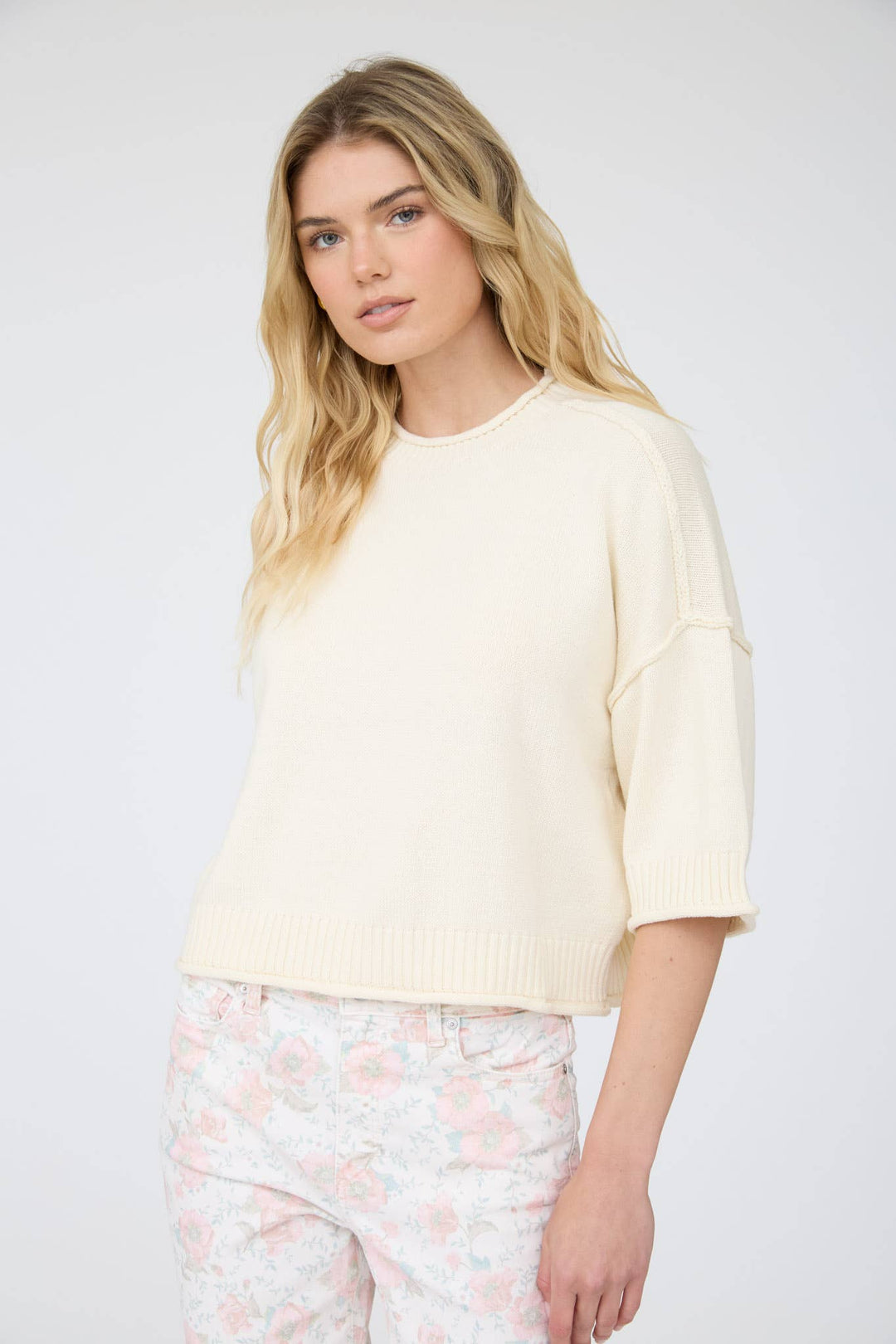 EXPOSED SEAM DROP SHOULDER SHORT SLEEVE PULLOVER - Baycreek & Co