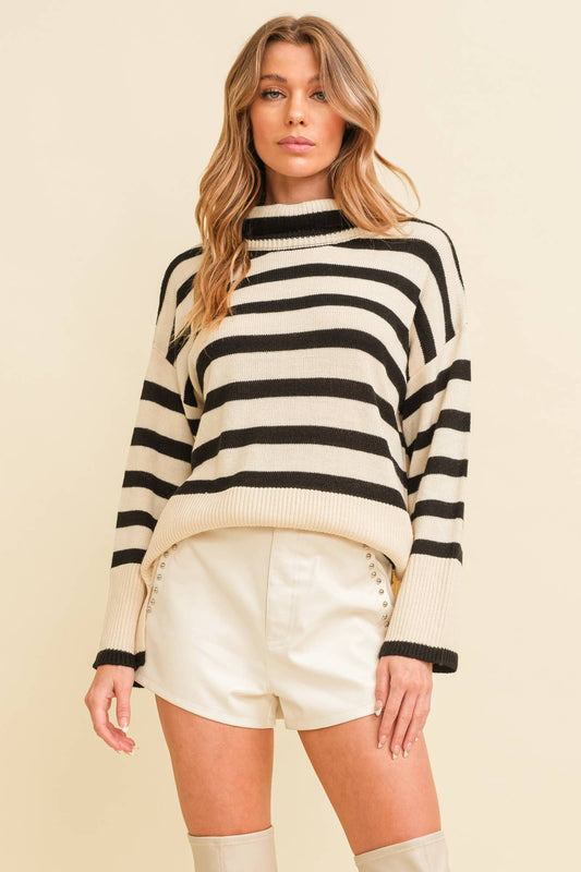 STRIPED TURTLENECK SWEATER