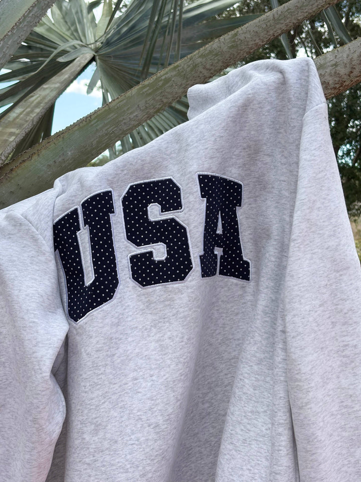 Sunkissed Navy Blue Polka Dot USA Mockneck
