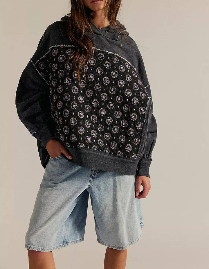 Quilted Floral Patchwork Hoodie Sweatshirt - Baycreek & Co