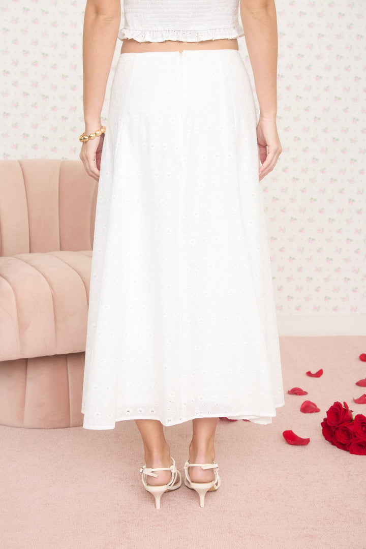 White Cotton Midi Skirt - Baycreek & Co