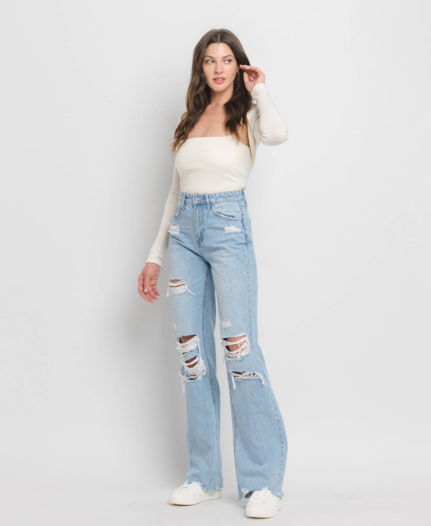 90'S Vintage Super High Rise Flare Jeans