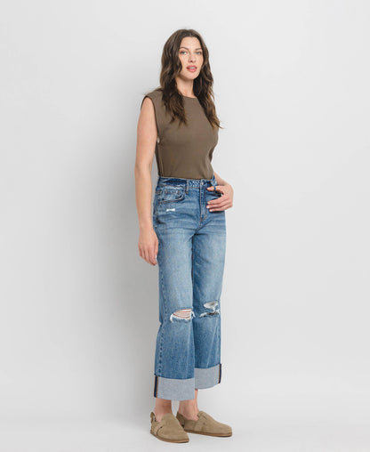 High Rise Cuffed Jeans