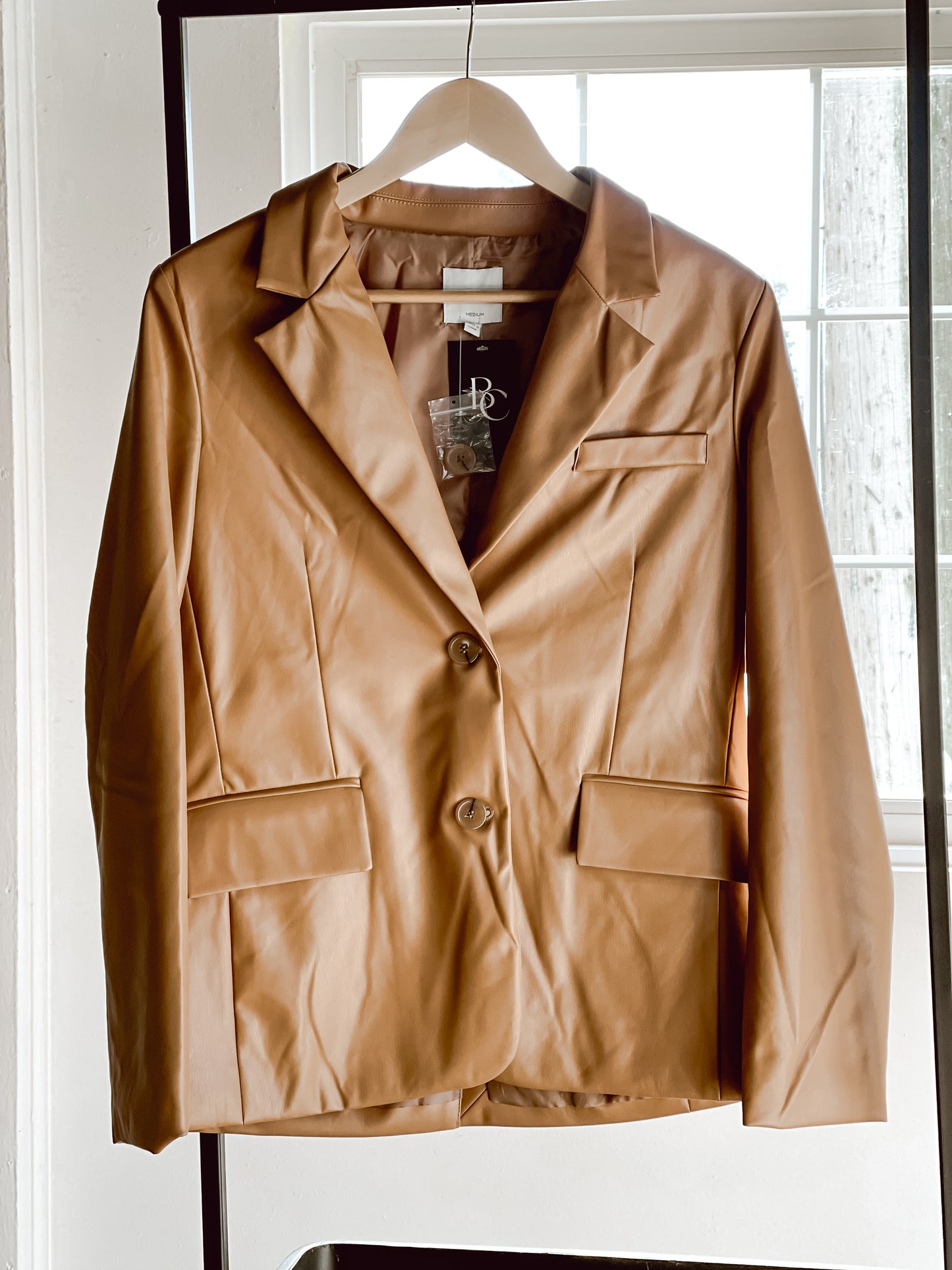 Faux Leather Suit Coat