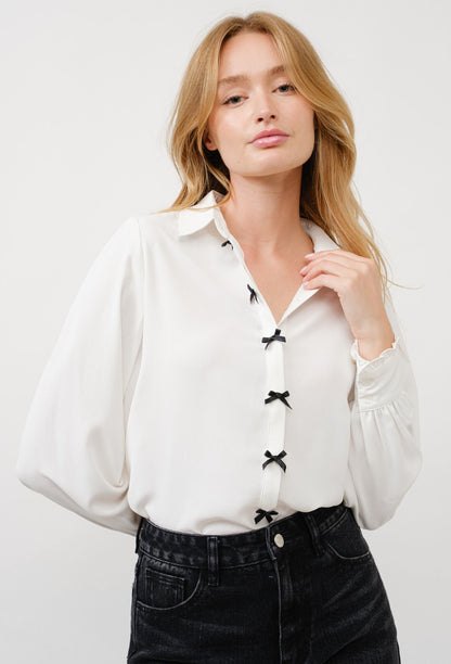 Bow Button-Up Blouse