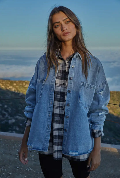 Denim Ripped Button Down