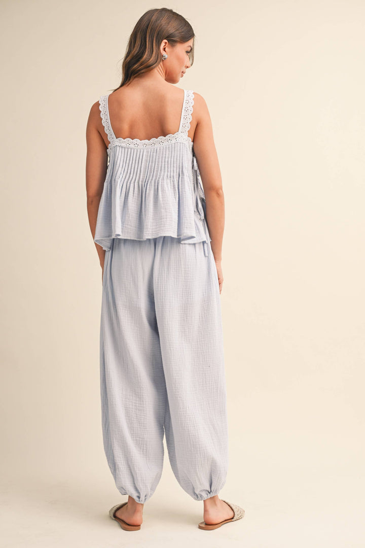 IST6468 TOP EDGE CONTRAST STRAPLESS TOP AND PANTS - Baycreek & Co