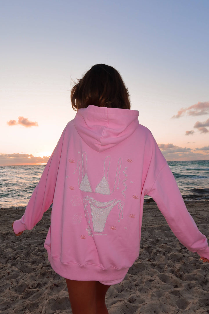 Lottie Pink Bikini Beaded Ocean Hoodie 100% Cotton - Baycreek & Co