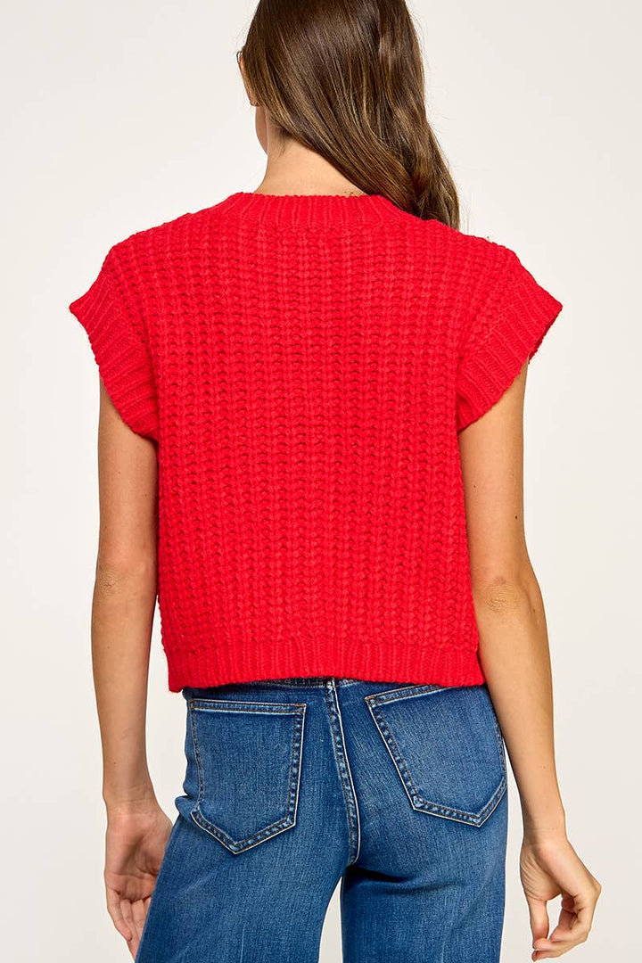 Scarlet Knit Button Vest