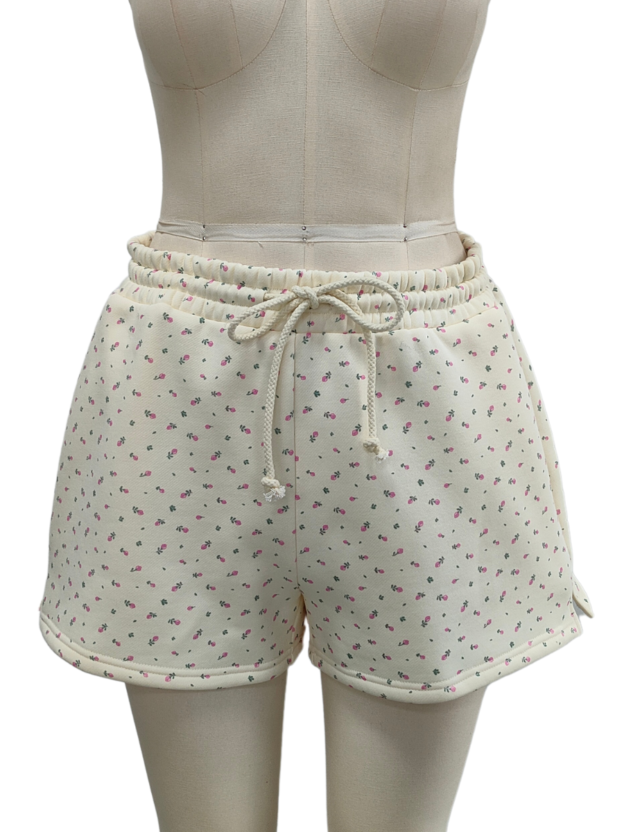 Cream Roses Shorts