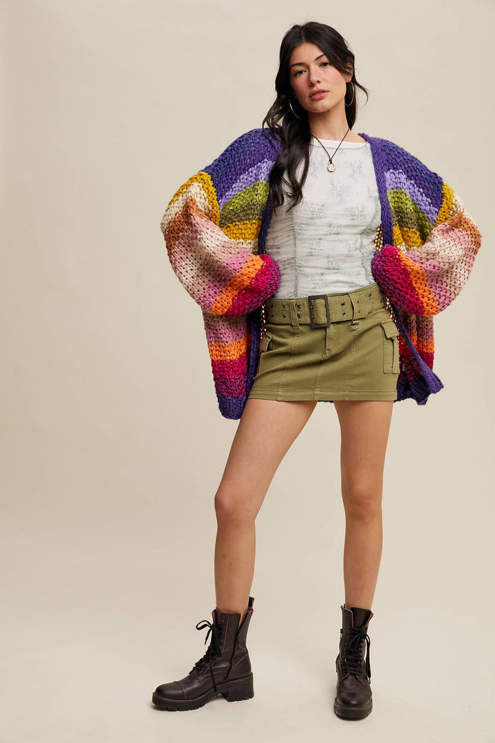 Rainbow Hand-Crochet Open Cardigan LSW0620 - Baycreek & Co