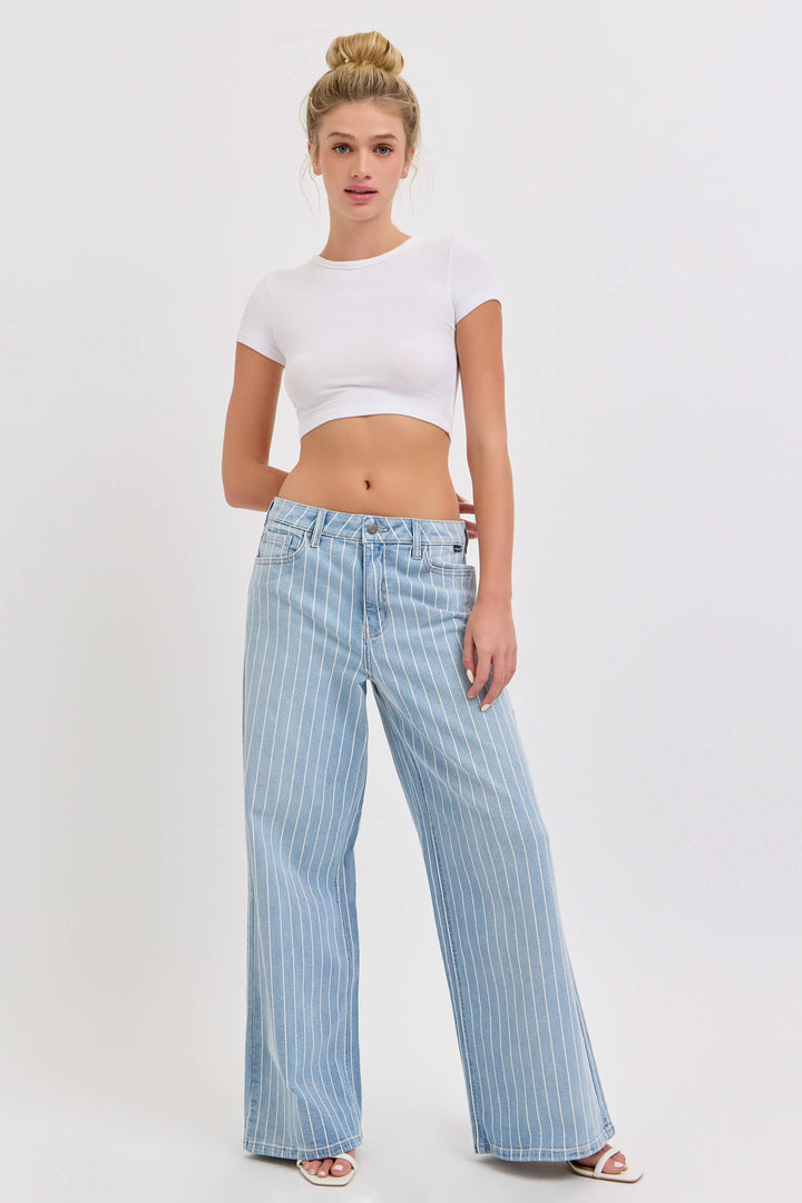 Striped Low Waisted Baggy Wide Leg - Baycreek & Co