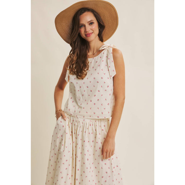 Cotton Cherry Midi Skirt