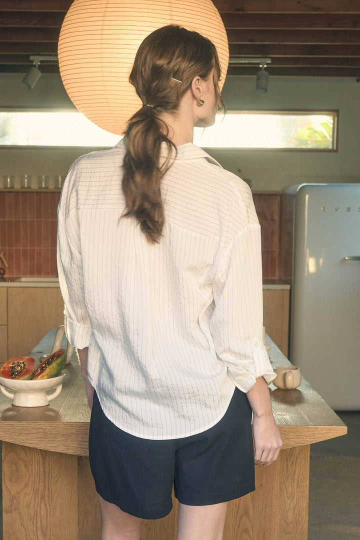 Pinstripe Long Sleeve Top - Baycreek & Co