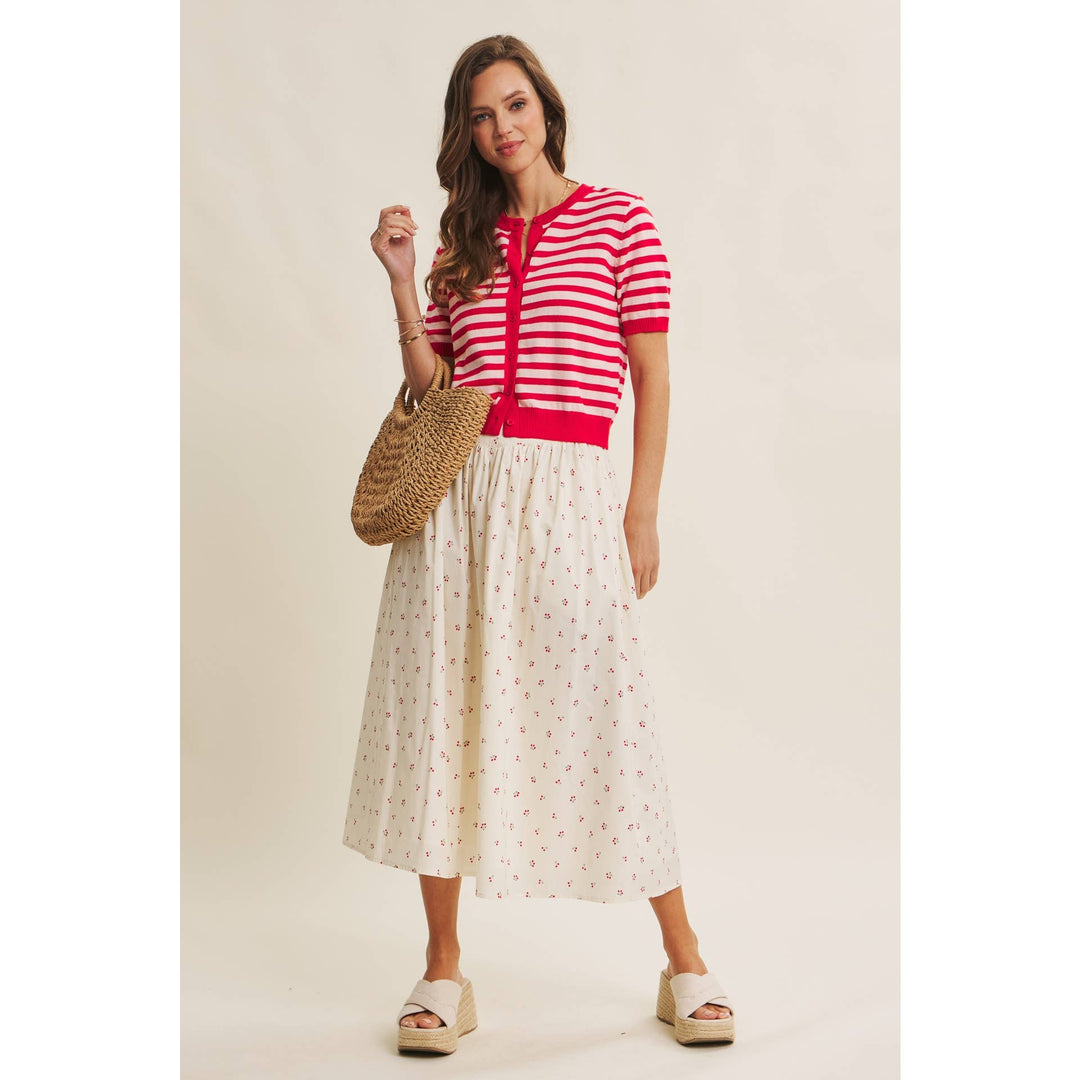 Cotton Cherry Midi Skirt