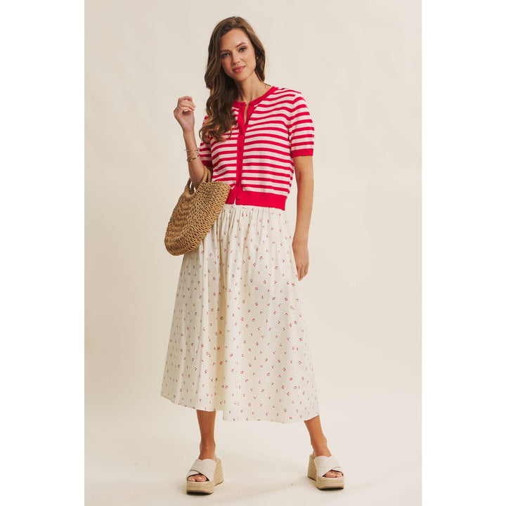 Cotton Cherry Midi Skirt