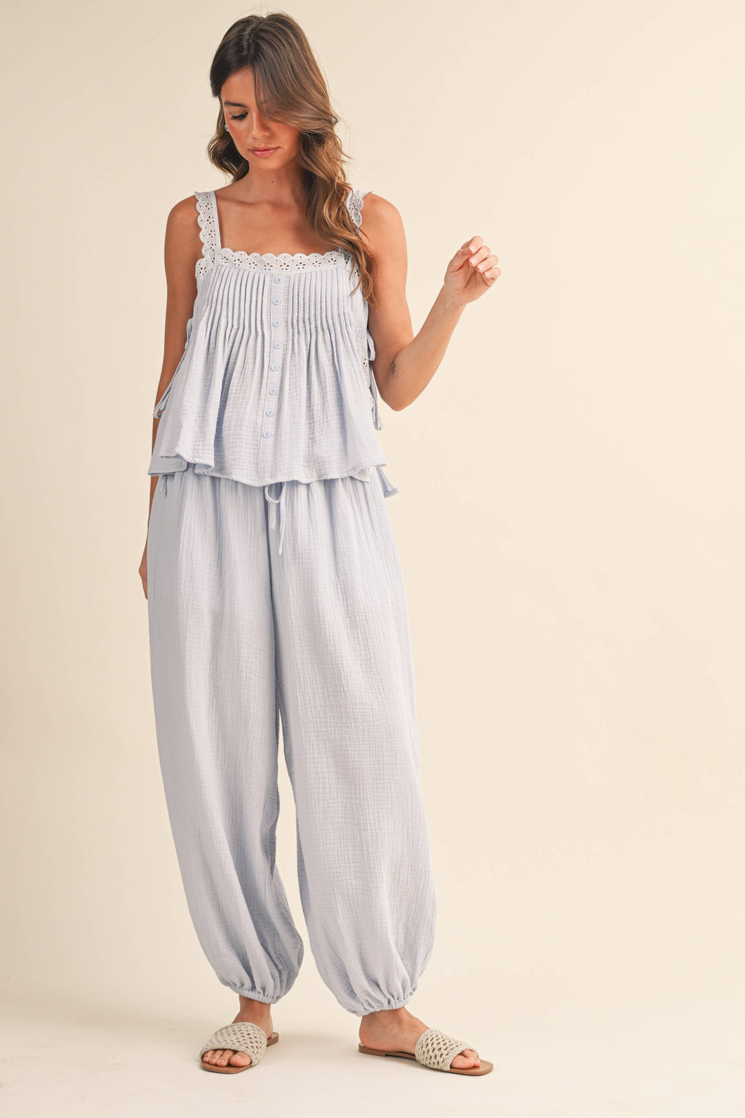 IST6468 TOP EDGE CONTRAST STRAPLESS TOP AND PANTS - Baycreek & Co