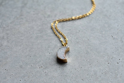 Druzy Moon Necklace