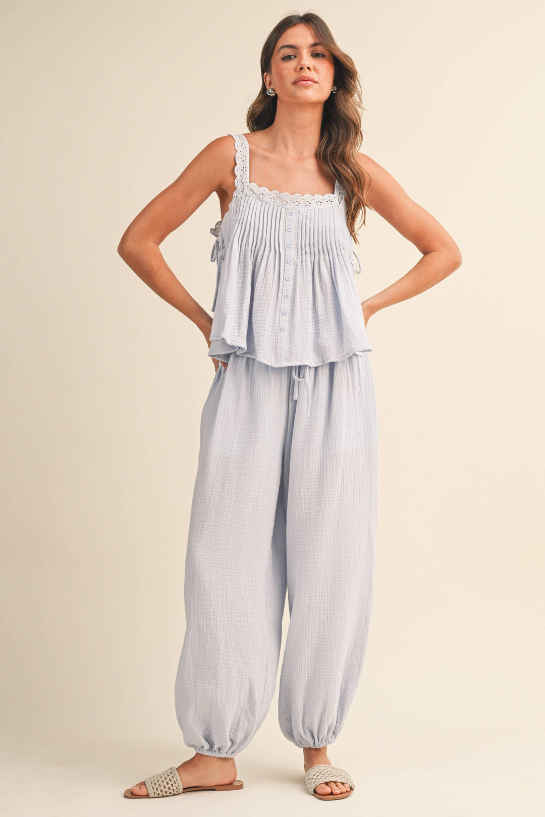 IST6468 TOP EDGE CONTRAST STRAPLESS TOP AND PANTS - Baycreek & Co