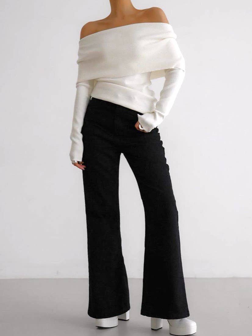 Ivory Poise Off-Shoulder Sweater