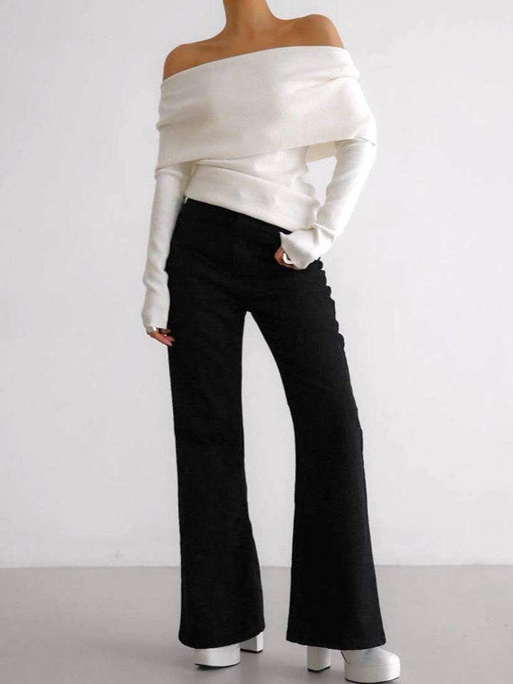 Ivory Poise Off-Shoulder Sweater