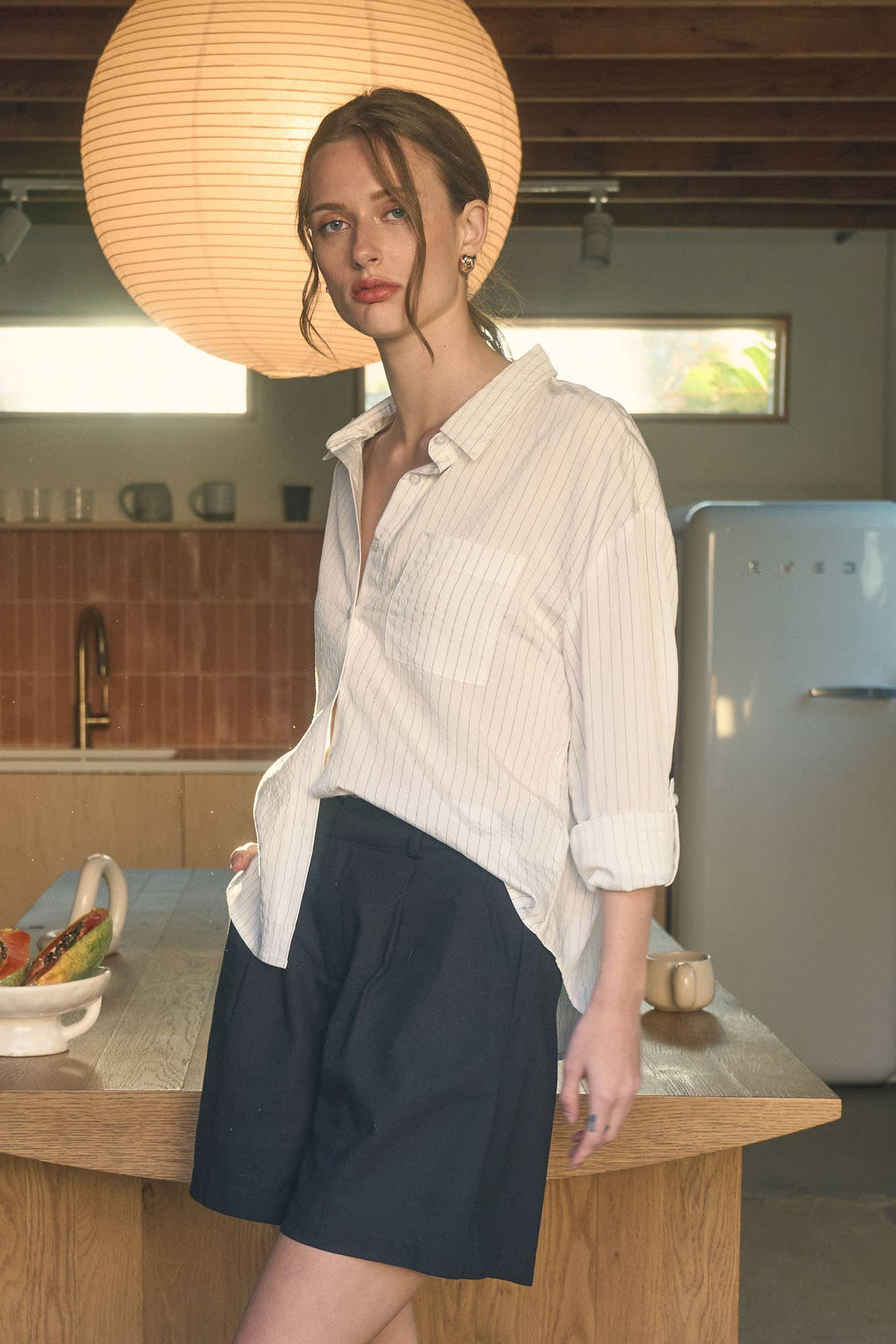 Pinstripe Long Sleeve Top - Baycreek & Co