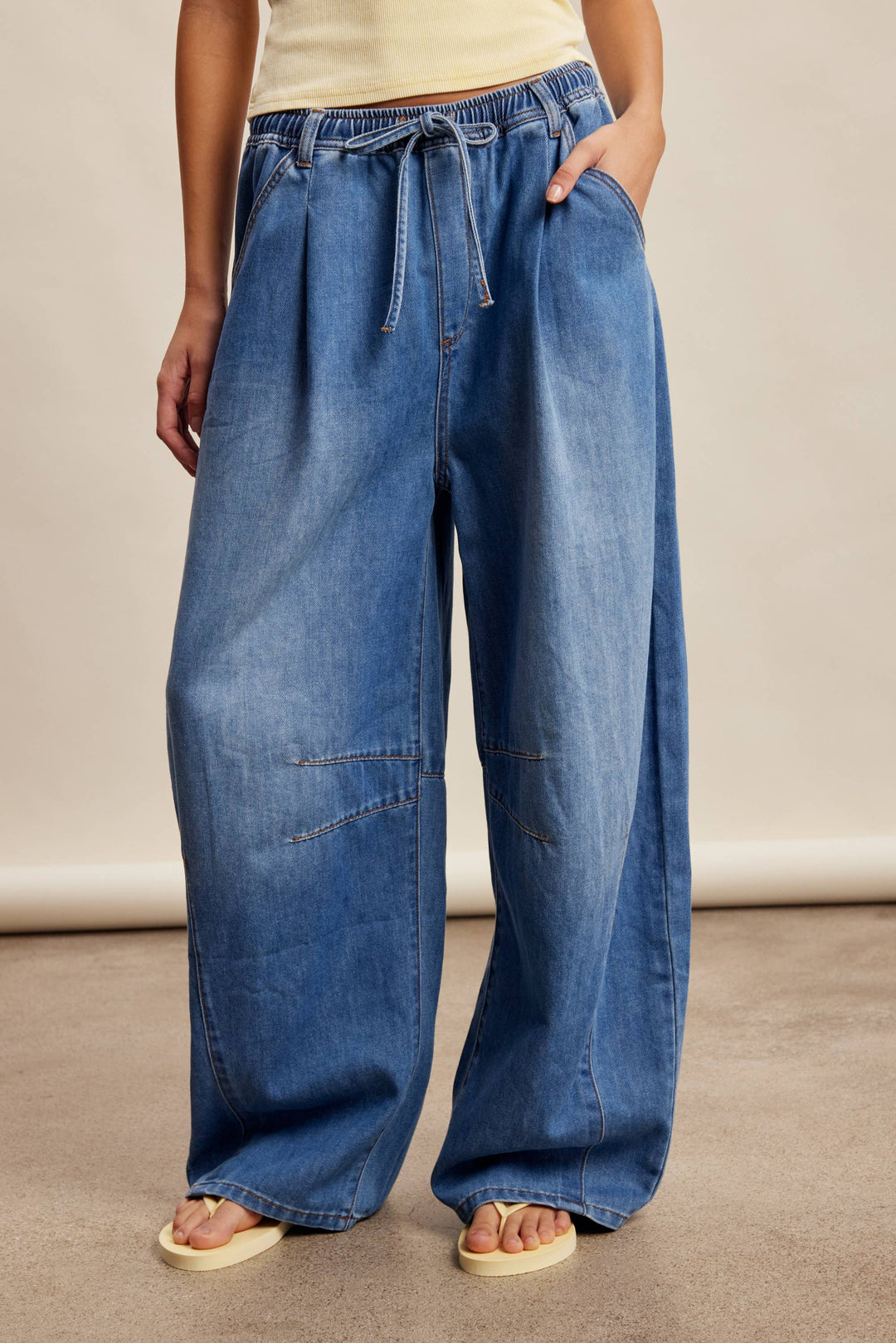 Drawstring Wide-Leg Denim Pants LP0278 - Baycreek & Co