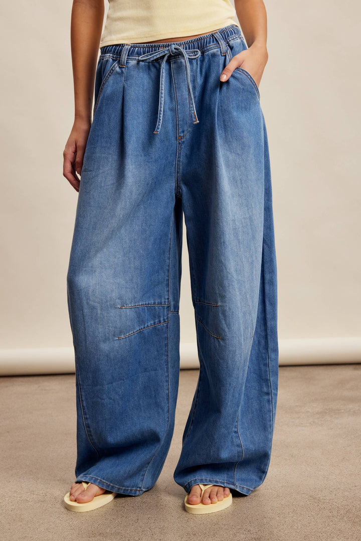 Drawstring Wide-Leg Denim Pants LP0278 - Baycreek & Co