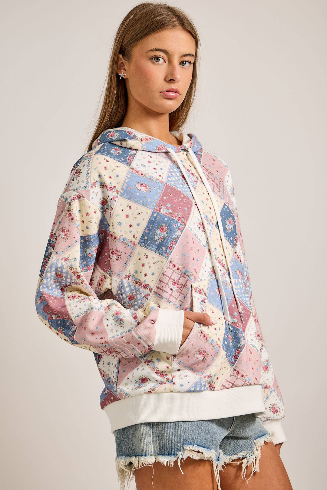 Patchwork Quilted Hoodie