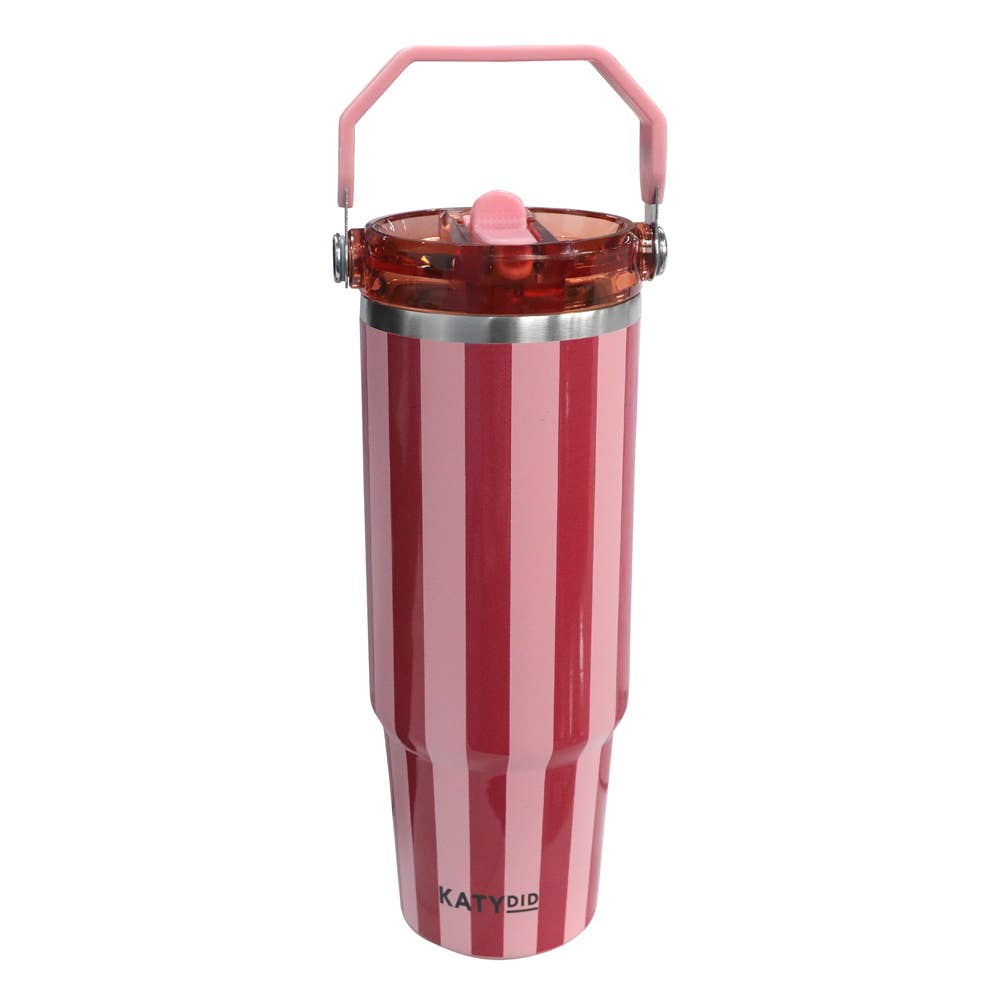 Pink & Wine Striped 30oz Tumbler