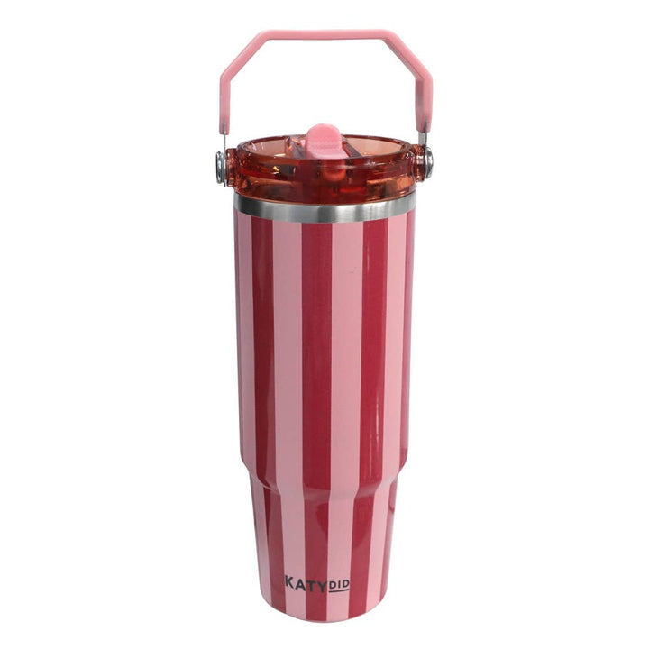 Pink & Wine Striped 30oz Tumbler