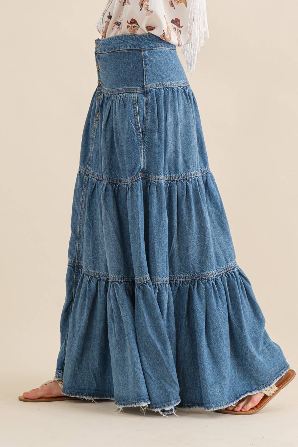 Chambray Maxi Skirt