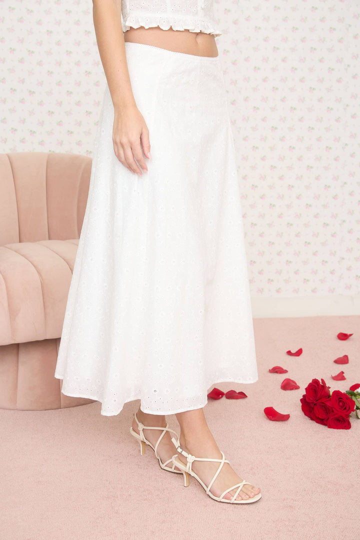 White Cotton Midi Skirt - Baycreek & Co