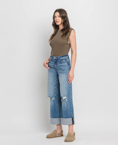 High Rise Cuffed Jeans