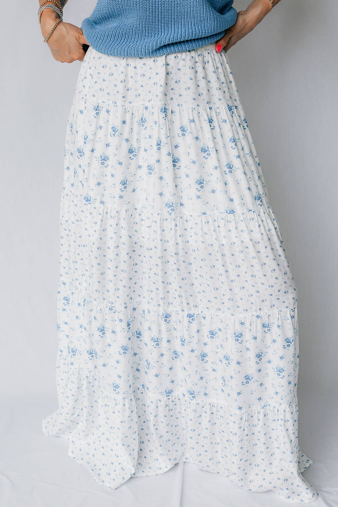LDC High Waist Tiny Floral Print Boho Maxi Skirt - Baycreek & Co