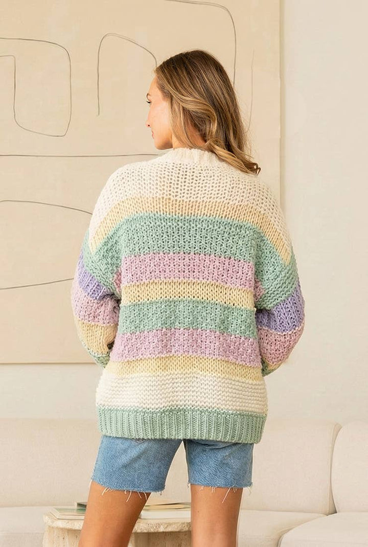 Chunky Knit Cardigan with Balloon Sleeves - Baycreek & Co