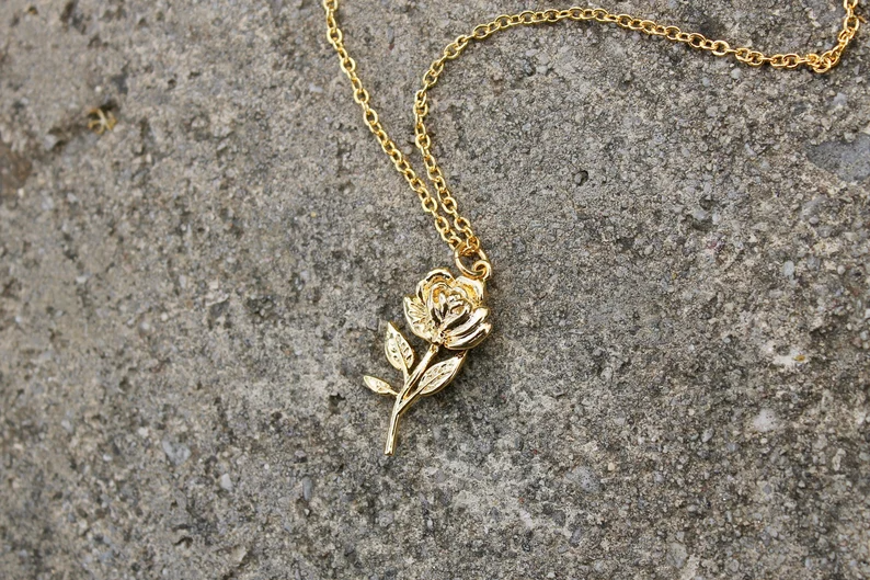 Rose with Stem Necklace