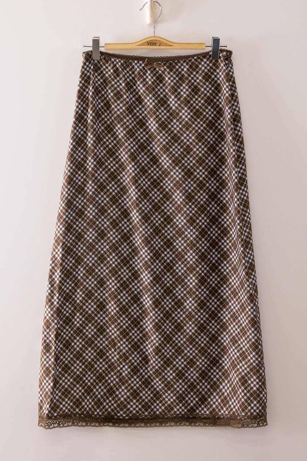 NS50220-Plaid Midi Skirt with elastic waistband : CHOCO MIX / S-M-L/2-2-2 - Baycreek & Co