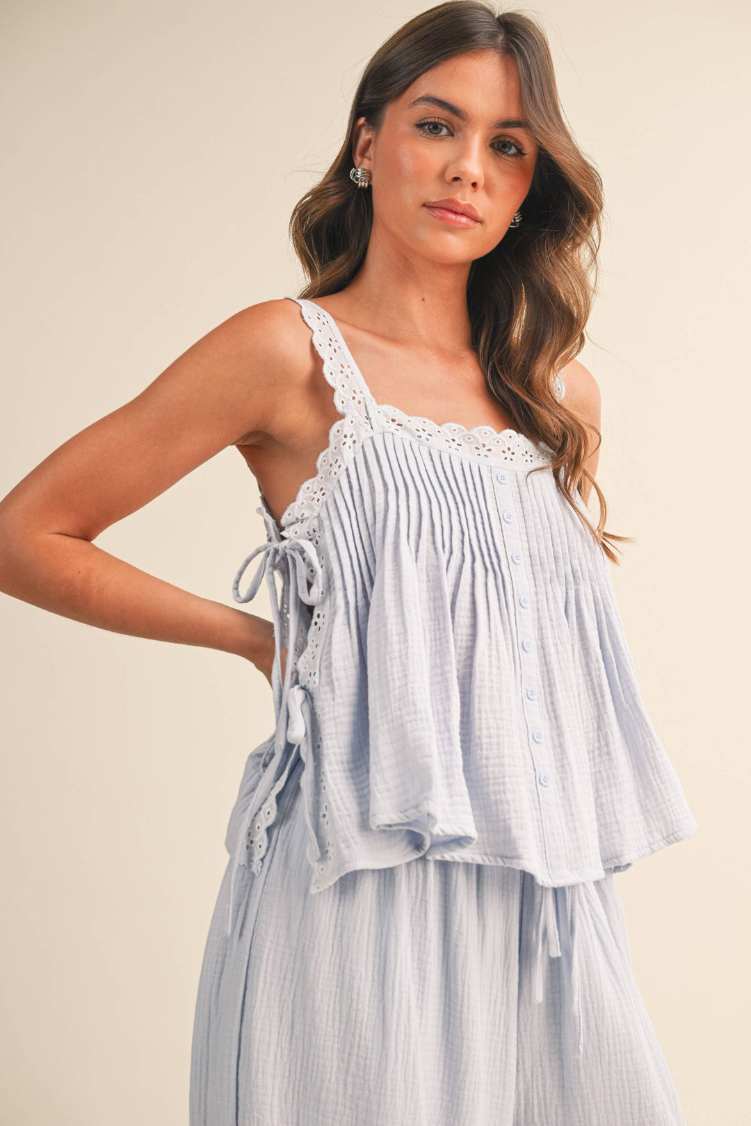 IST6468 TOP EDGE CONTRAST STRAPLESS TOP AND PANTS - Baycreek & Co