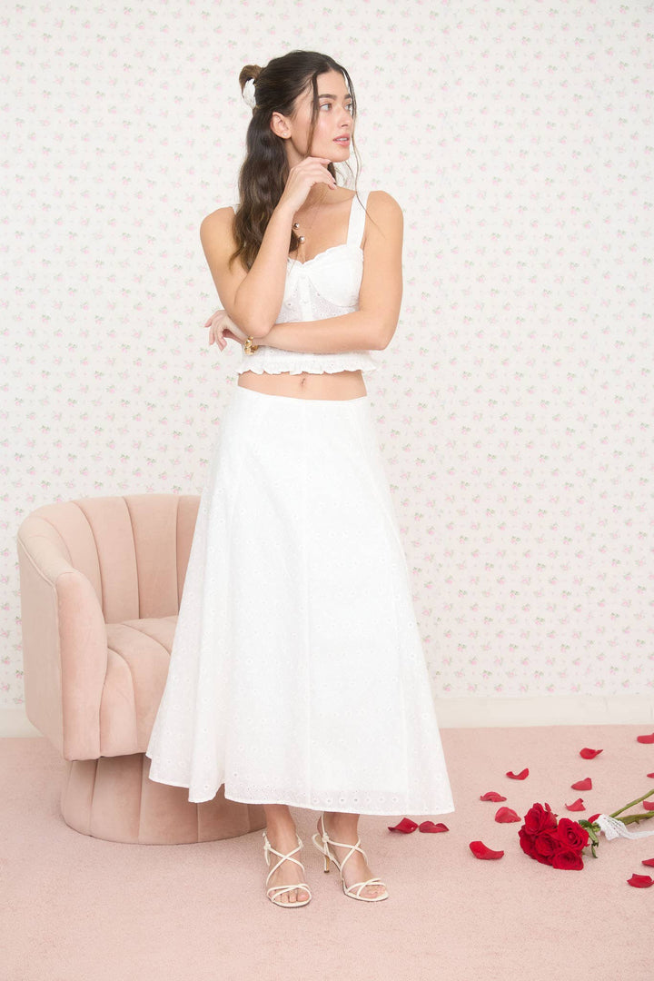 White Cotton Midi Skirt - Baycreek & Co