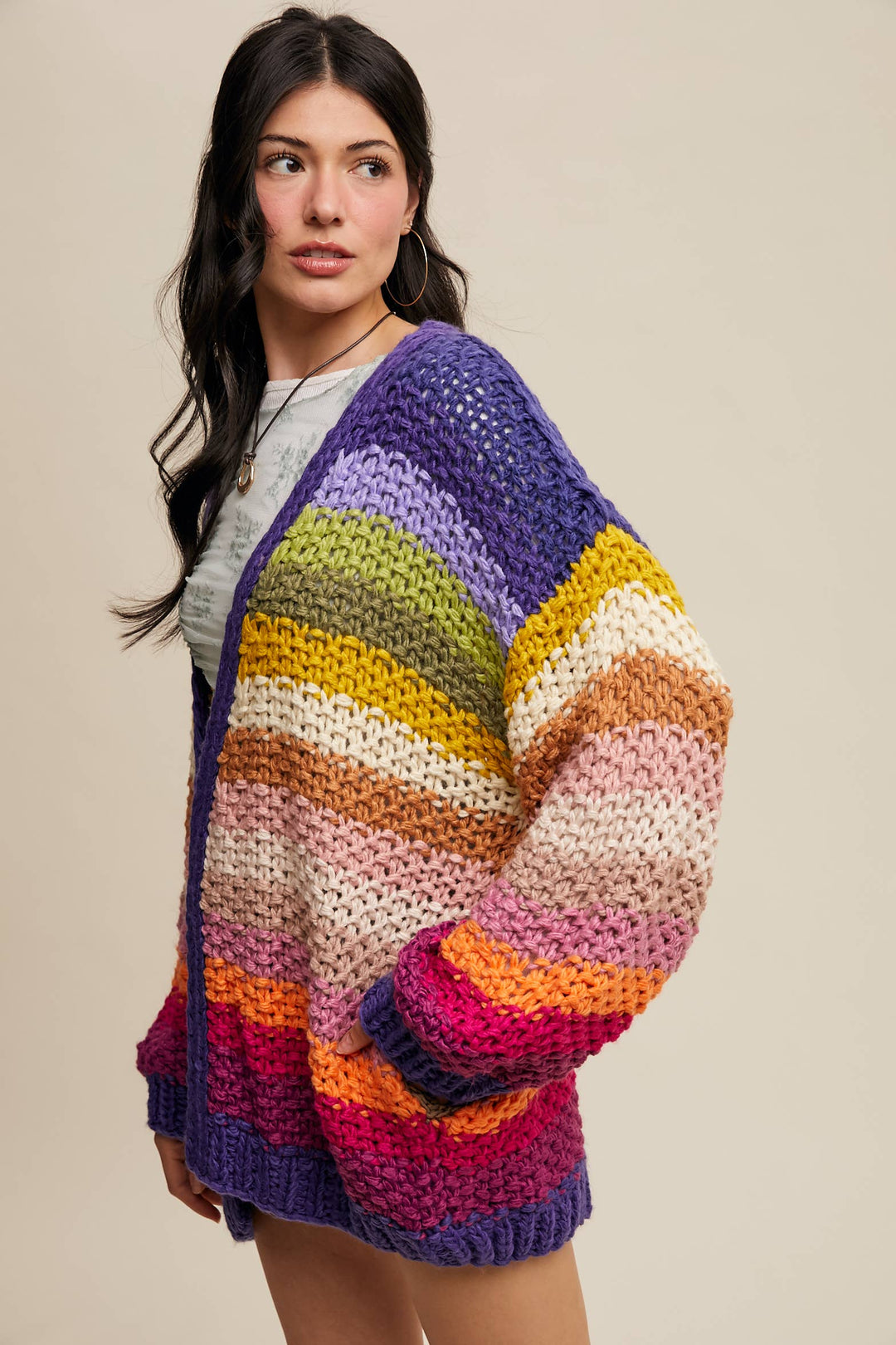 Rainbow Hand-Crochet Open Cardigan LSW0620 - Baycreek & Co