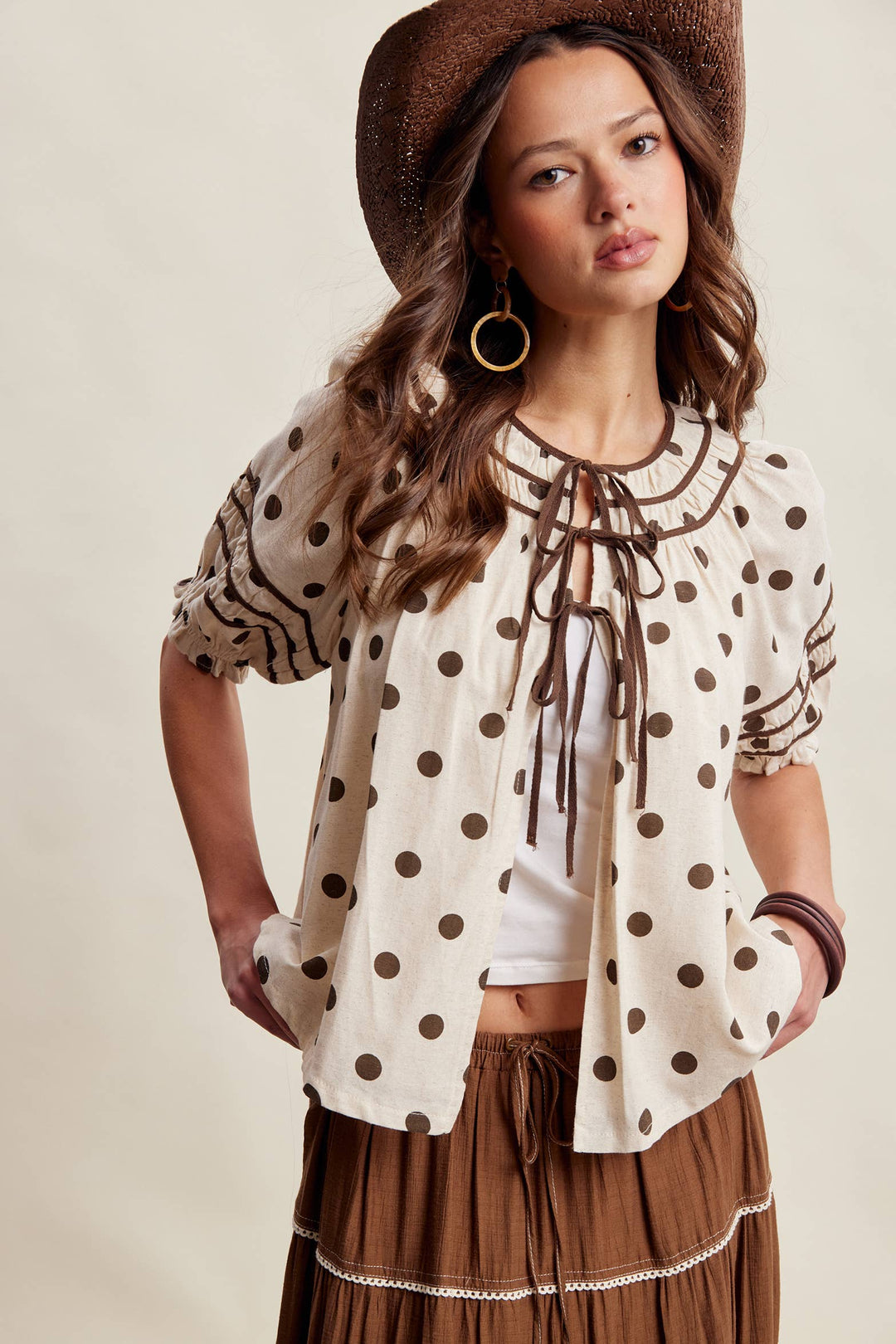 Polka Dot Ruffle Blouse