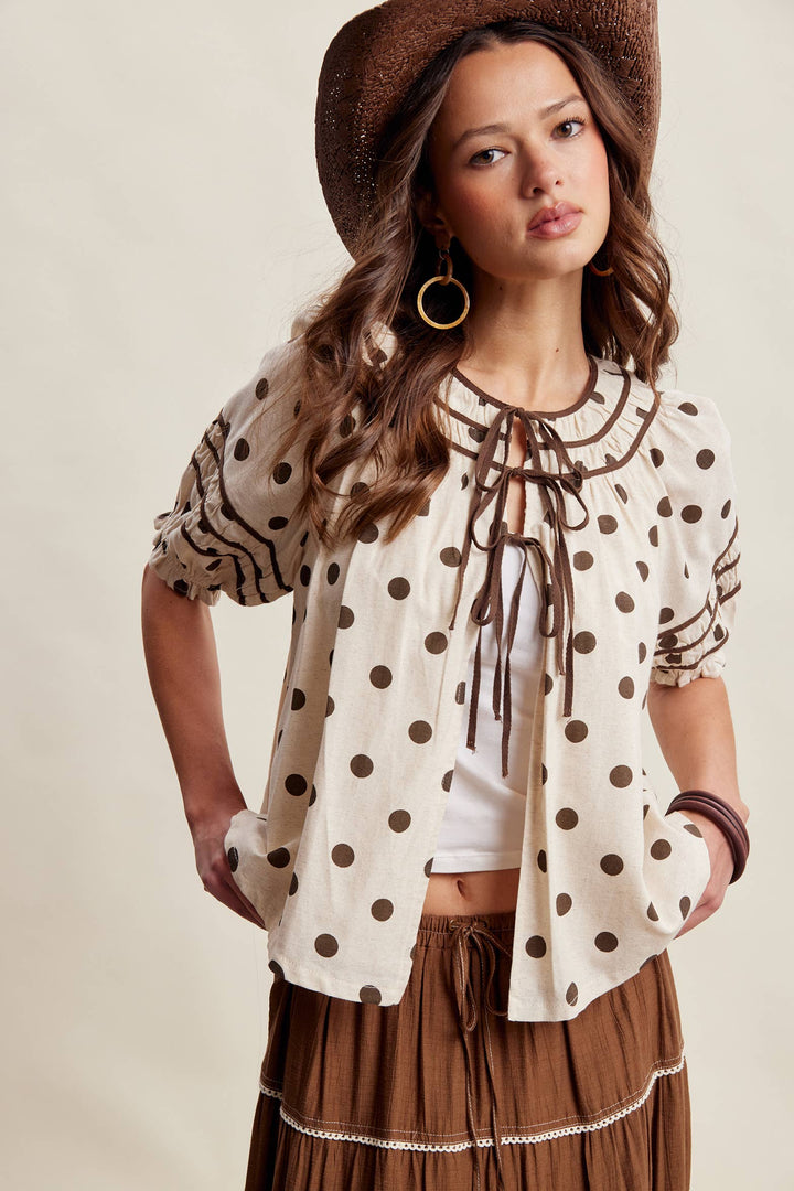 Polka Dot Ruffle Blouse