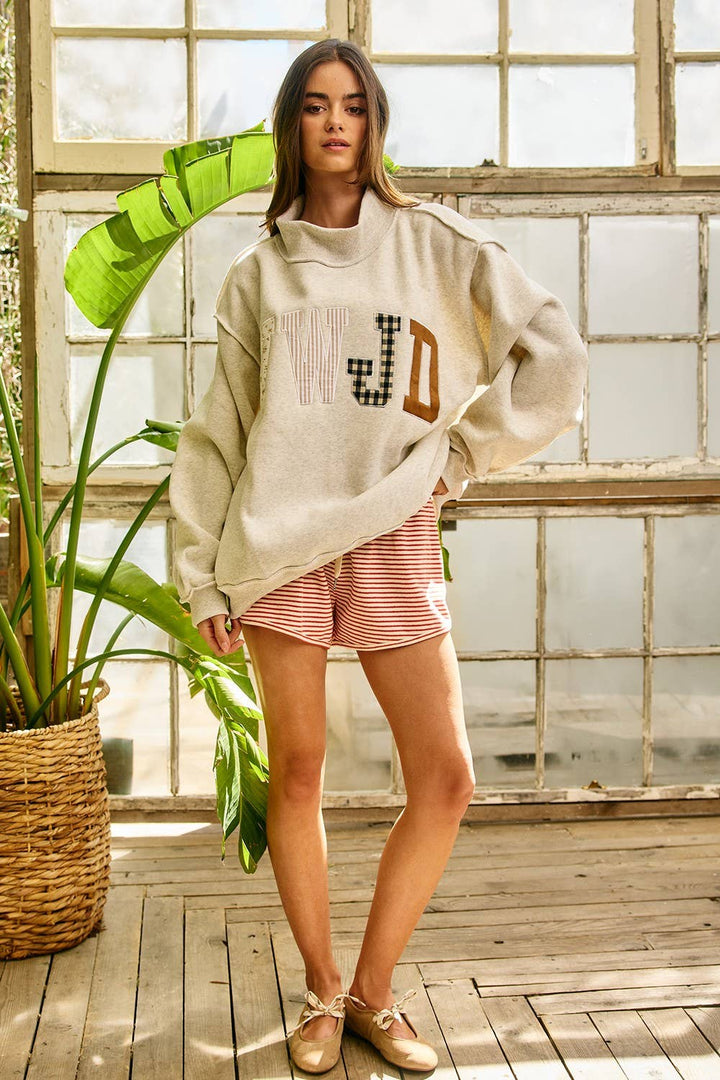 IT2594E-WWJD1 | WWJD Embroidered Mock-neck Sweatshirt - Baycreek & Co