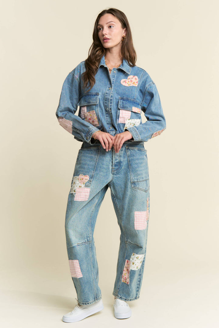 MINERAL WASHED PATCHWORK JEANS - Baycreek & Co