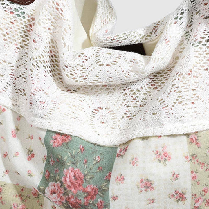 Floral Patchwork Lace Trim Tote Bag 8CW6BBG94 - Baycreek & Co