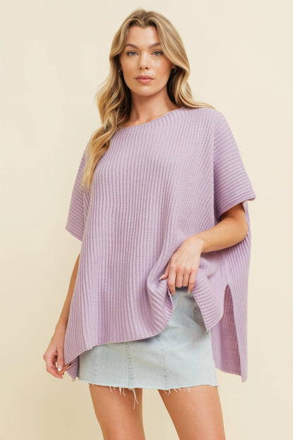 Classic Split Hem Knit Poncho - Women's